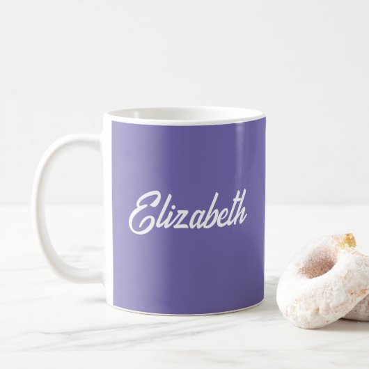 Aangepaste Script-Sjabloon Naam periwinkle Blue to Koffiemok (Met donut)