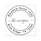 Aangepaste scriptfamilienaam Retouradres Rond Zelfinktende Stempel (Design)