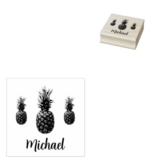 Aangepaste scriptnaam Gepersonaliseerde  Pineapple Rubberstempel (Gestempeld)