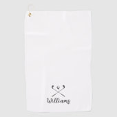 Aangepaste scriptnaam Golf Clubs zwart-wit Golfhanddoek (Voorkant)