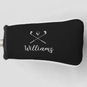 Aangepaste scriptnaam golfclubs zwart en wit golfheadcover