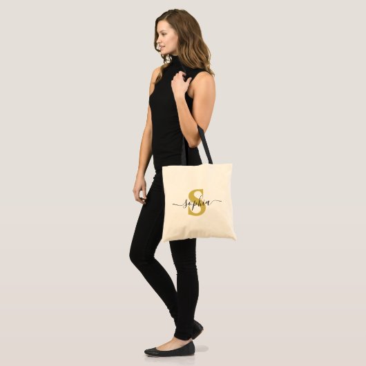 Aangepaste scriptnaam monogram Aangepaste naam Tote Bag (Voorkant (model))