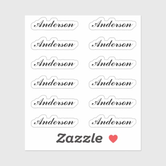 Aangepaste scriptnaamstickers één dozijn per vel sticker (Vel)