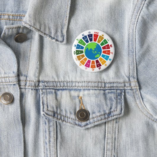 Aangepaste SDG 2030 Global Goals Button Pin - 1.25 (In situ)