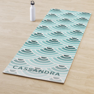 Aangepaste Seafoam Blauwe Groene Wave Circles Art Yogamat