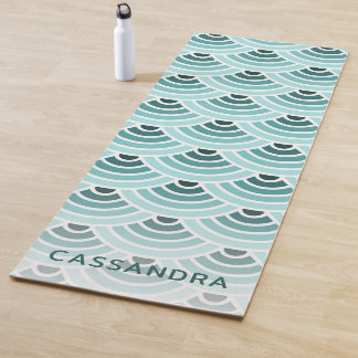 Aangepaste Seafoam Blauwe Groene Wave Circles Art Yogamat