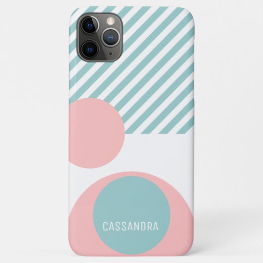 Aangepaste Seafoam Blue Green Blush Pink Circles A Case-Mate iPhone Case (Achterkant)