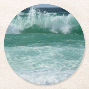 Aangepaste Seascape Zee Waves Beach Seaside Trendy Ronde Kartonnen Onderzetter
