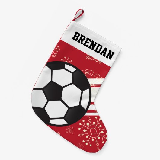 Aangepaste segmentstrips Voetbal rood Kleine Kerstsok (Voorkant (Hangend))