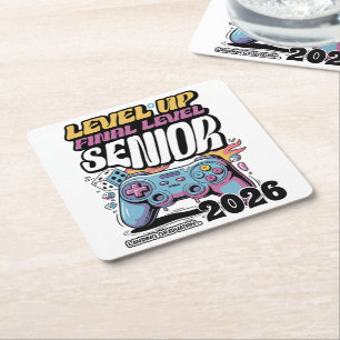 Aangepaste Senior Class van 2026, Funny Gamer Afst Vierkante Kartonnen Onderzetter