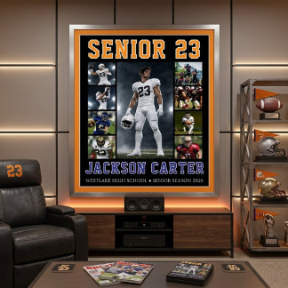 Aangepaste Senior Football Foto Collage Poster