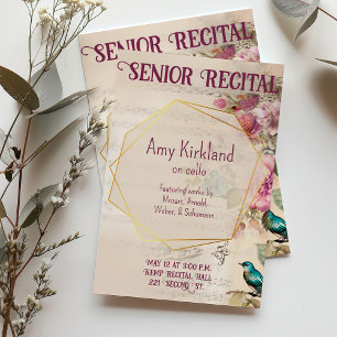 Aangepaste Senior Muziek Overweging Floral Bird Th Kaart