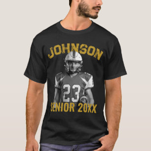 Aangepaste senior voetbalspeler foto vintage t-shirt
