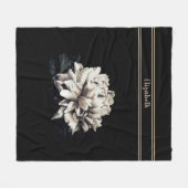 Aangepaste Sepia Peony Black Middelgrote Grootte Fleece Deken (Voorkant (Horizontaal))