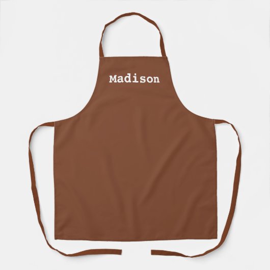 Aangepaste sepia witte naam monogram apron schort (Voorkant)