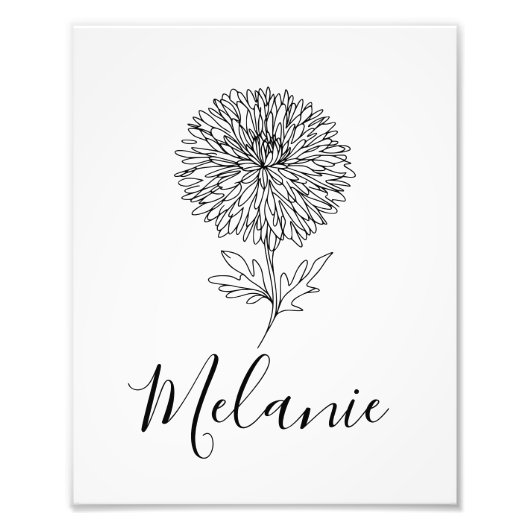 Aangepaste September Aster Geboorte Bloem Gift voo Foto Afdruk (Voorkant)