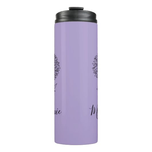 Aangepaste September Aster Geboorte Bloem Gift voo Thermosbeker (Voorkant)