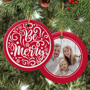 Aangepaste serie foto Merry KerstRed Keramisch Ornament