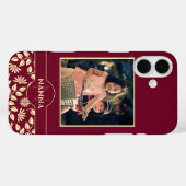 Aangepaste serie foto-monogram naam Leaves Burgund Case-Mate iPhone Case (Achterkant (horizontaal))