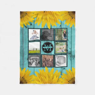 Aangepaste serie fotocollage Rustic Blauwgroen gee Fleece Deken