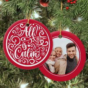 Aangepaste serie foto's alleen: kalm kerstrood keramisch ornament