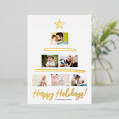 Aangepaste serie Photo Collage Tree Star Folie Feestdagenkaart (Staand Voorkant)