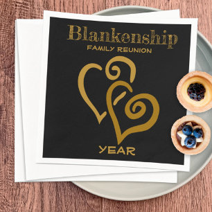 Aangepaste serie reünie Black Gold-gekoppelde hart Servet