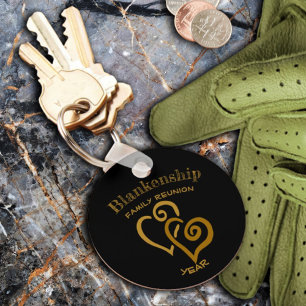 Aangepaste serie reünie Black Gold-gekoppelde hart Sleutelhanger