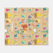 Aangepaste Sesamstraat appartement Windows patroon Fleece Deken (Voorkant (Horizontaal))