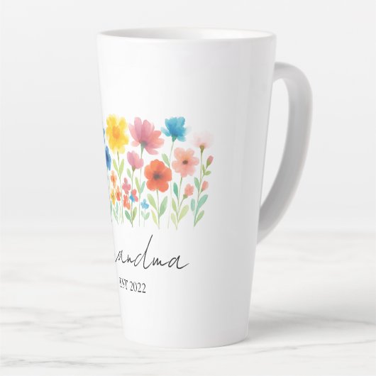 Aangepaste set. Jaar - Oma Wildflower - Latte Mok (Rechterhoek)