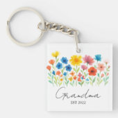 Aangepaste set. Jaar - Oma Wildflower Sleutelhanger (voorkant)