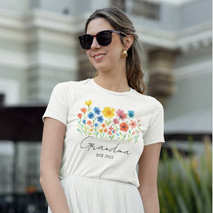 Aangepaste set. Jaar - Oma Wildflower T-shirt