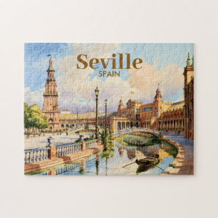 Aangepaste Sevilla Spanje Plaza de Espana Aquarel Legpuzzel