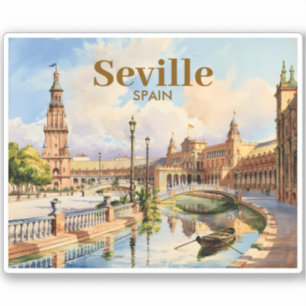Aangepaste Sevilla Spanje Plaza de Espana Aquarel Sticker