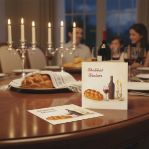 Aangepaste Shabbat Shalom vierkante kaart met fami