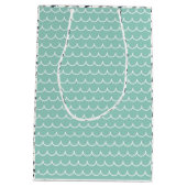 Aangepaste Shark Gift Bag | Aqua en witte oceaango Medium Cadeauzakje (Achterkant)