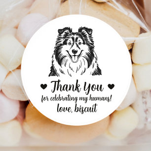 Aangepaste Sheltie-hond trouwcadeaustickers Ronde Sticker