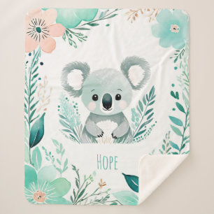 Aangepaste Sherpa Baby Deken - Boho Koala Design