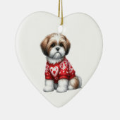 Aangepaste Shih Tzu Dog Fun Valentijn Keramisch Or Ornament (Rechts)
