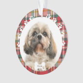 Aangepaste Shih Tzu-hond huisdier foto kerstvakant Ornament (voorkant)