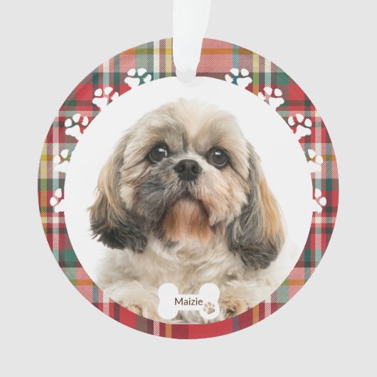 Aangepaste Shih Tzu-hond huisdier foto kerstvakant Ornament (voorkant)