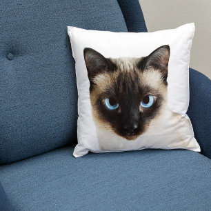 Aangepaste Siamese Cat Face Home Decor Witte Sjabl Kussen