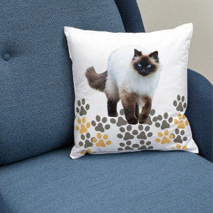 Aangepaste Siamese Kat Schattige Huisdier Gift Wit Kussen