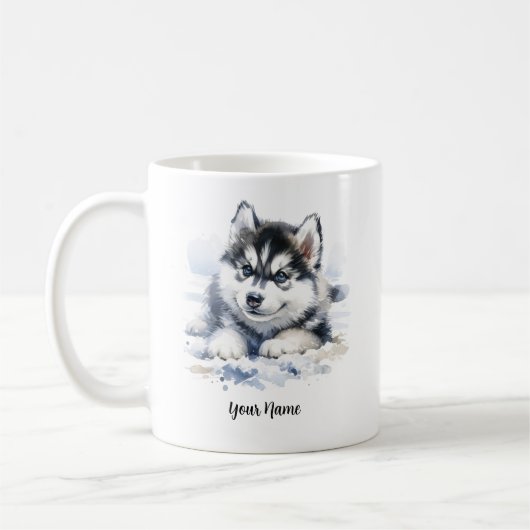 Aangepaste Siberische Husky Mok met Inspirerend Qu (Links)