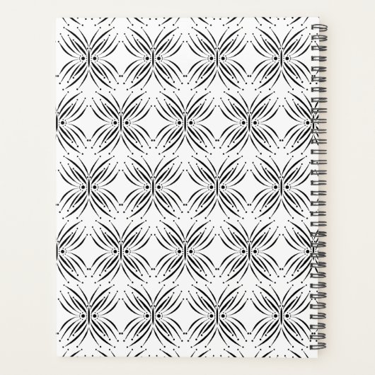 Aangepaste sierlijke vlinder zwart wit ontwerp planner (Achterkant)