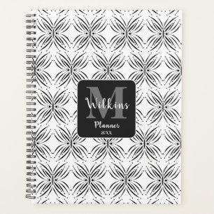 Aangepaste sierlijke vlinder zwart wit ontwerp planner