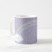 Aangepaste signaalstraal en vloeiende witte wolken koffiemok (Voorkant links)