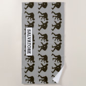 Aangepaste Silhouette Wresters Beach Towel Strandlaken (Voorkant)
