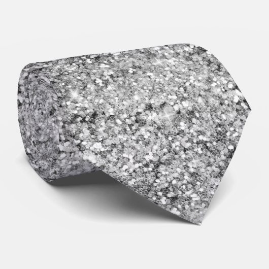 Aangepaste Silver Glitter gradient Sparkles Stropd Stropdas (Opgerold)
