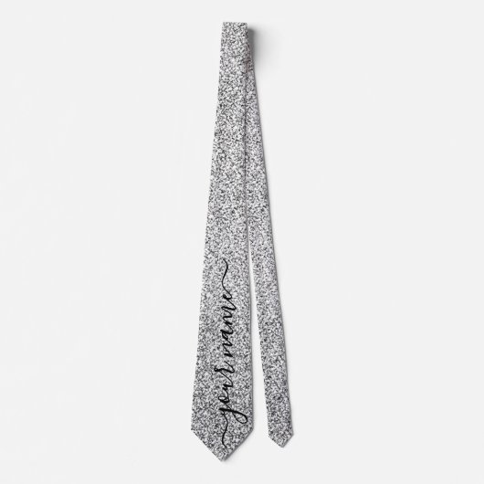 Aangepaste Silver Glitter Sparkles Stropdas (Voorkant)